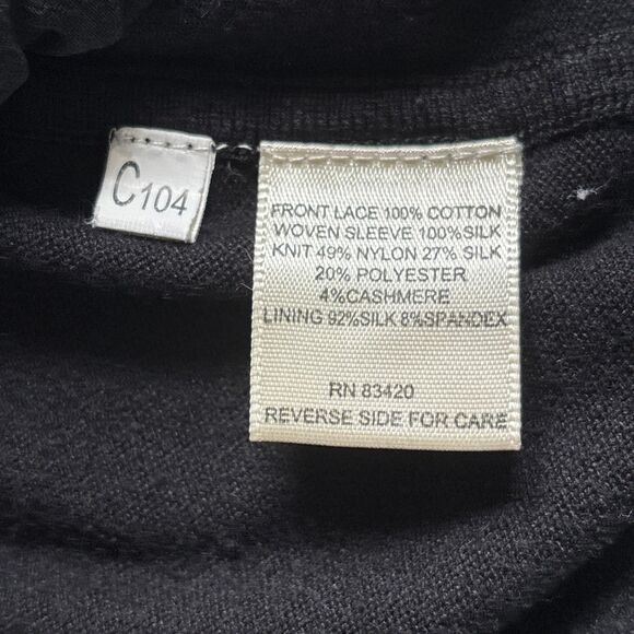 Anthropologie Cluny Embroidered Black Silk Cashmere Blend Dress Size Medium - Picture 5 of 11